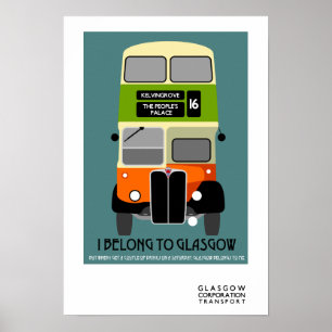 Vintage Glasgow Dubbla Decker buss Pop Art Poster