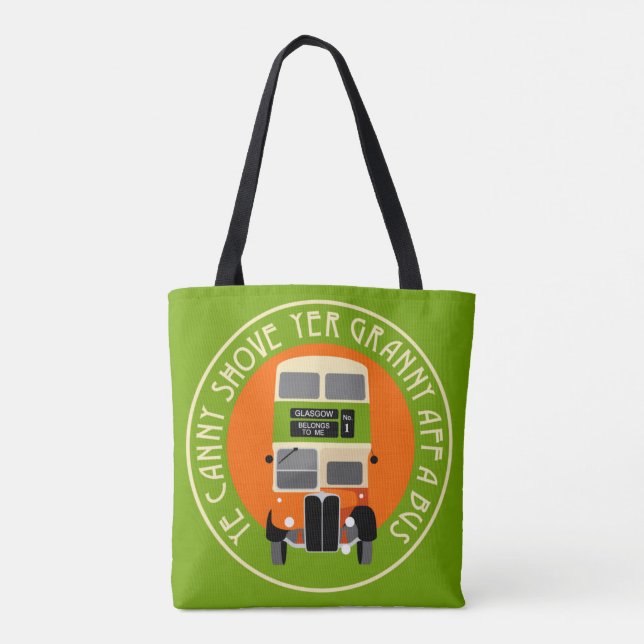 Vintage Glasgow Dubbla decker buss tote bag Tygkasse (Baksida)