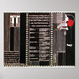 Vintage Glasgow School stil meny av M. Mackintosh Poster