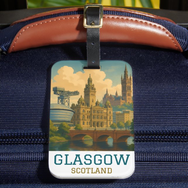 Vintage Glasgow Skottland Resa Bagagebricka (Framsida Insitu 2)