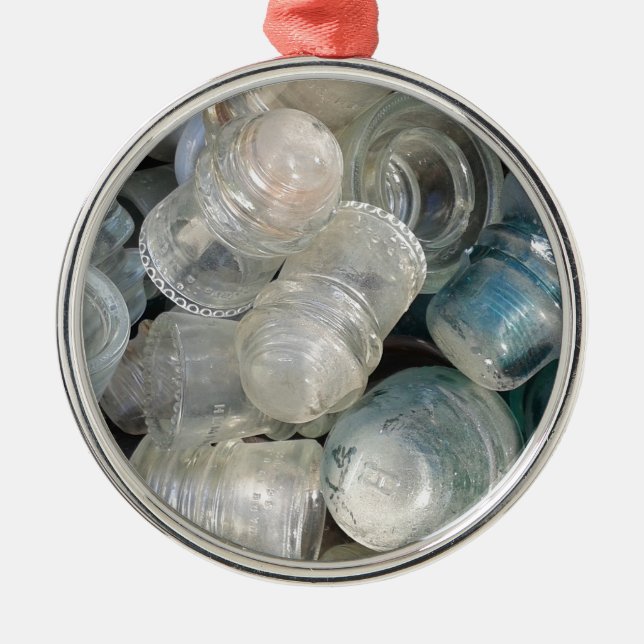 Vintage Glasisolatorer Julgransprydnad Metall (Framsidan)