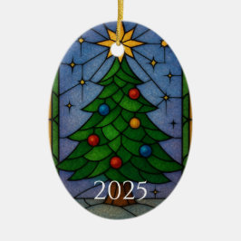 Vintage glaskonst julgran konstverk julgransprydnad keramik