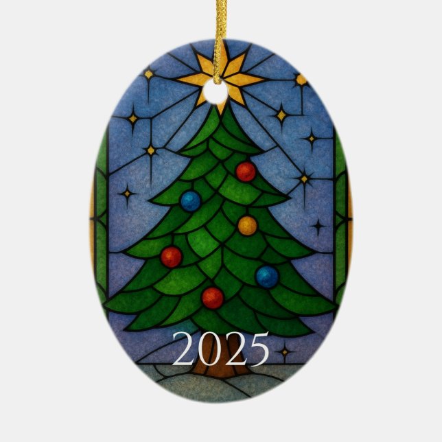 Vintage glaskonst julgran konstverk  julgransprydnad keramik (Framsidan)