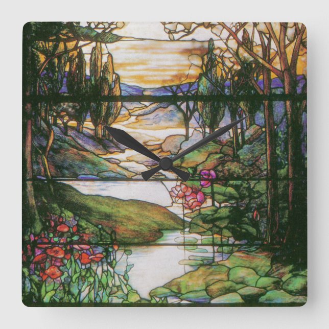 Vintage Glaslås med fastkilat glas Fyrkantig Klocka (Framsida)