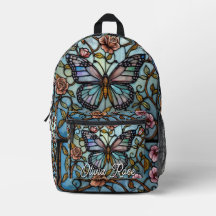 vintage glasmålning blå fjäril konst