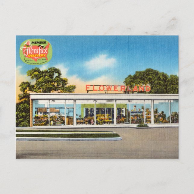 Vintage Glass Greenhouse, Flowerland Vykort (Framsida)