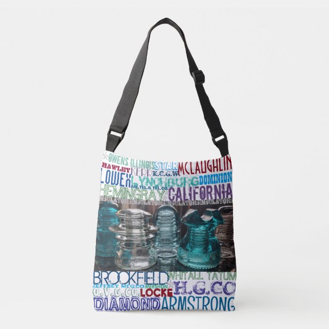 Vintage GLASS INSULATORS Collectors Tote Axelväska (Framsida)