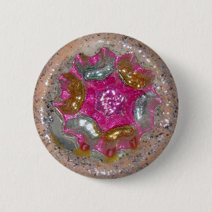 Vintage Glass jul Boll Candy Rosa Jewel Knapp