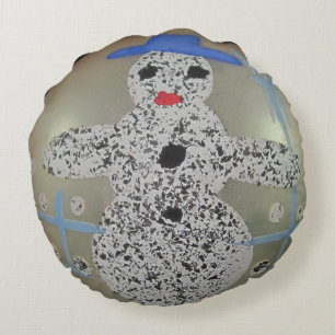 Vintage Glass jul Boll Snögubbe Ornament Rund Kudde