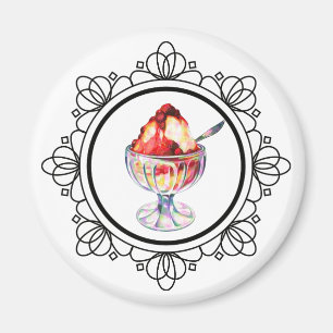 Vintage glass sundae elegant magnet