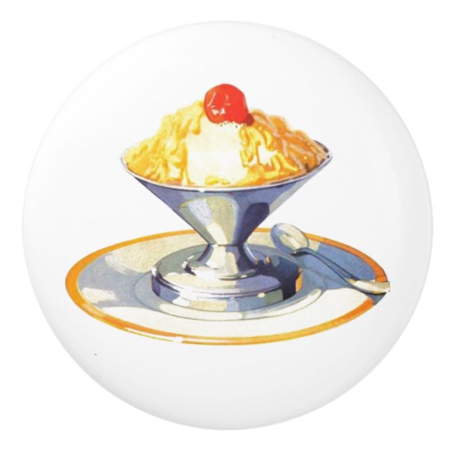 Vintage glass sundae retro dessert food knopp (Framsidan)