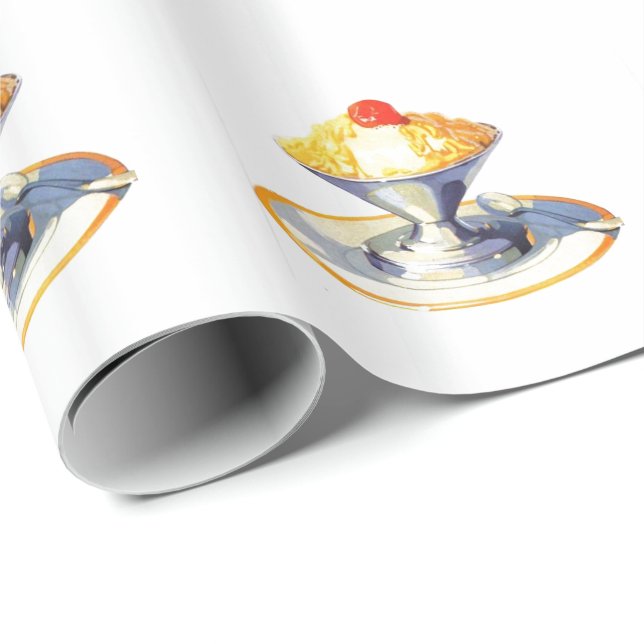 Vintage glass sundae retro dessert food presentpapper (Rullad Hörn)