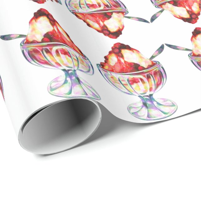 Vintage glass sundes rödbrun vit presentpapper (Rullad Hörn)