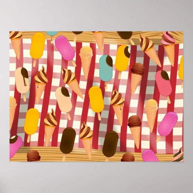 Vintage Glasskälas Picknick Poster (Framsidan)