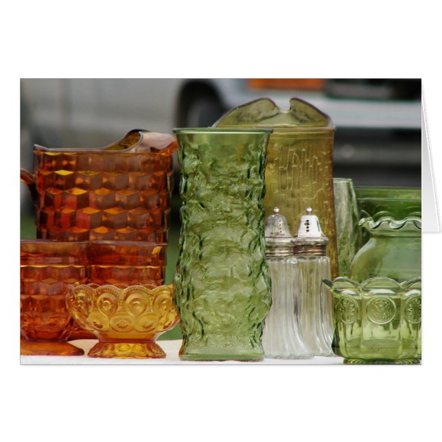 Vintage Glasware Hälsningskort (Framsidan Horizontal)