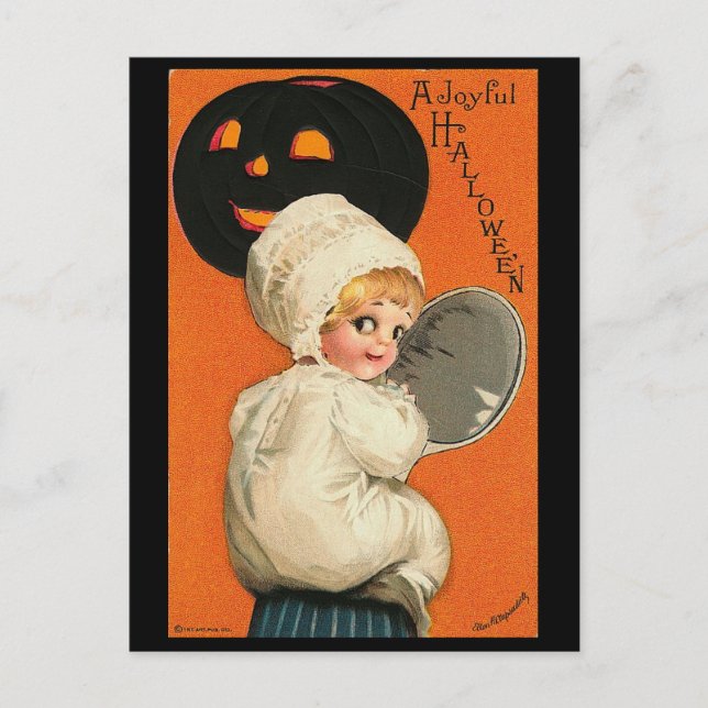 Vintage Glatta Halloween Baby Vykort (Framsida)