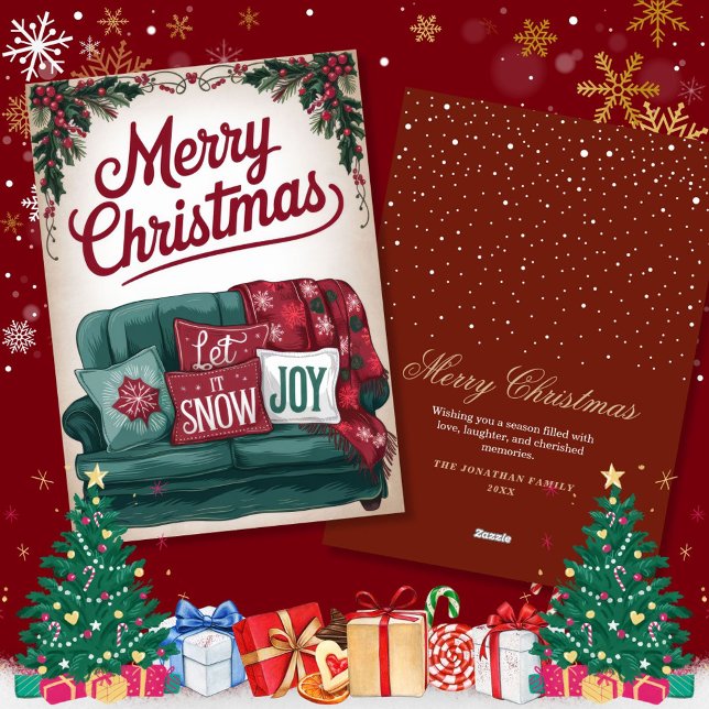 Vintage Glatta julhälsningar i Soffa Julkort (Skapare uppladdad)