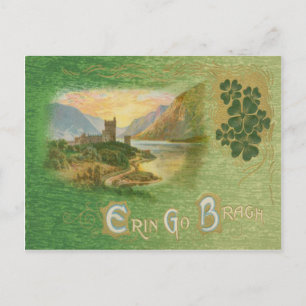 Vintage Glenveigh Castle Shamrocks St Patrick's Vykort
