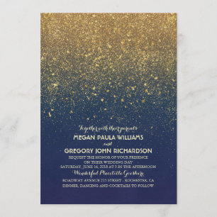 Vintage Glitter Elegant flottan Bröllop Inbjudningar