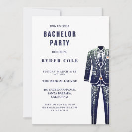 Vintage Glitter Tux Bachelor Party Inbjudan
