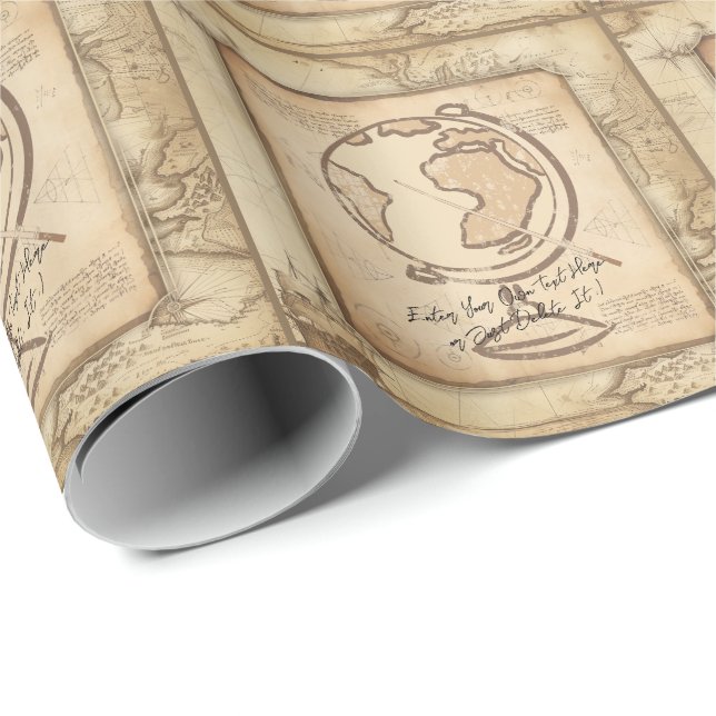 Vintage Glob. Geografi- och historielärarepresent Presentpapper (Rullad Hörn)