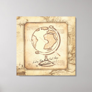Vintage Globe. Lärargåva för geografi och historia Canvastryck