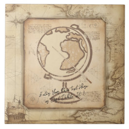 Vintage Globe. Lärargåva för geografi och historia Kakelplatta