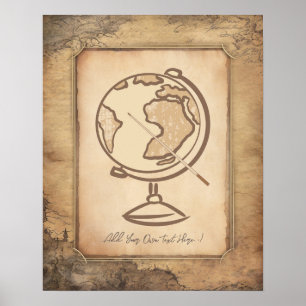Vintage Globe. Lärargåva för geografi och historia Poster