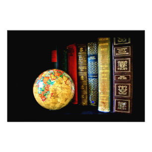 Vintage Globe och Bokar Fototryck