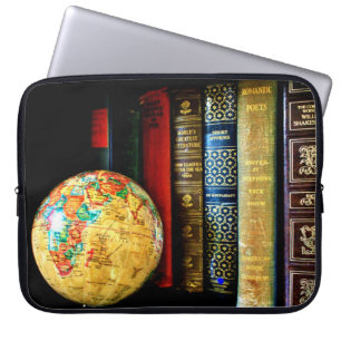 Vintage Globe och Bokar Laptop Fodral