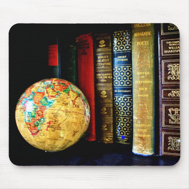 Vintage Globe och Bokar Musmatta (Framsidan)