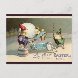 Vintage Gnome Chick och Bunny Circus Påsk Vykort