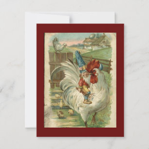 Vintage Gnome Rides Tupp Fantasy Julkort
