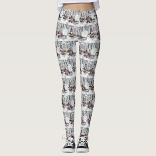 Vintage Gnomes i snö teckning Leggings