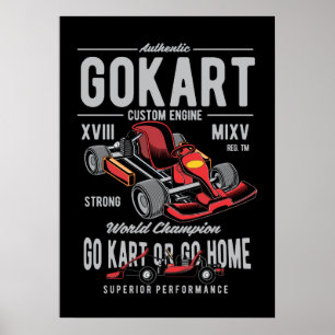 Vintage Go-Kart Tävla Logotyp Poster