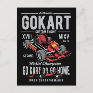 Vintage Go-Kart Tävla Logotyp Vykort