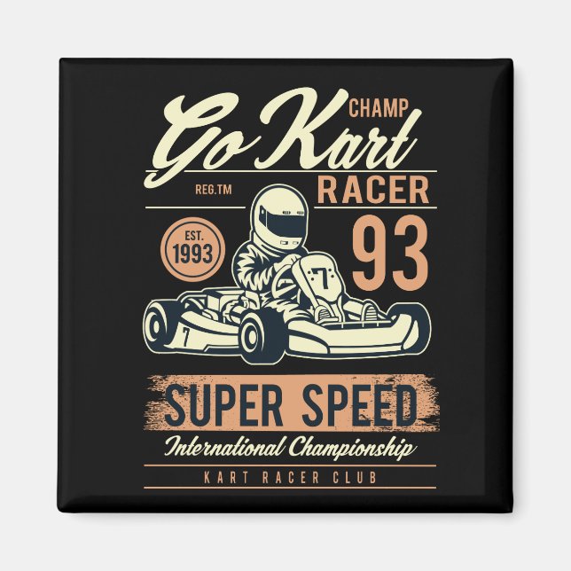 Vintage Go Kart Tävla Magnet (Framsidan)