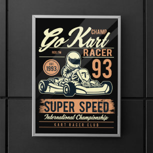 Vintage Go Kart Tävla Poster