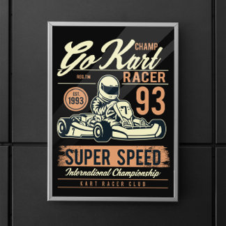 Vintage Go Kart Tävla Poster