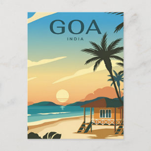 Vintage GOA, India Travel vattencolor retro Vykort