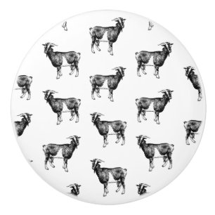 Vintage Goat Print Mönster ANPASSNINGSBAR BAKGRUN Knopp