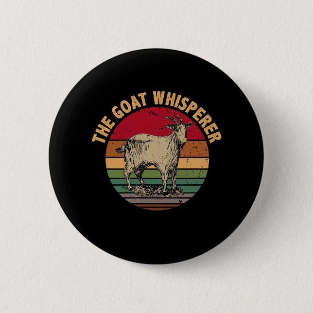 Vintage Goat Whisperer Funny Goat Älskare Farmer Knapp (Framsida)