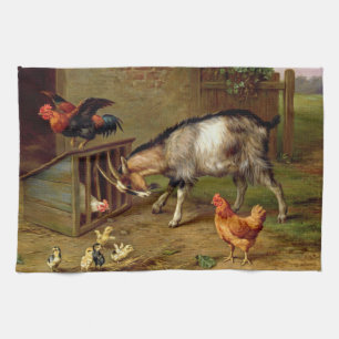 Vintage Goats Tupp och Chickens Boskap Kökshandduk