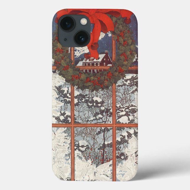 Vintage God andedräkt i ett fönster med Snö (Baksida)