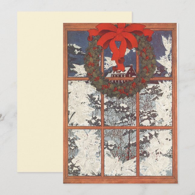 Vintage God andedräkt i fönsterinbjudan Inbjudningar (Fram/baksida)