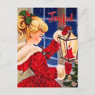 Vintage God glitter-lampa Vykort