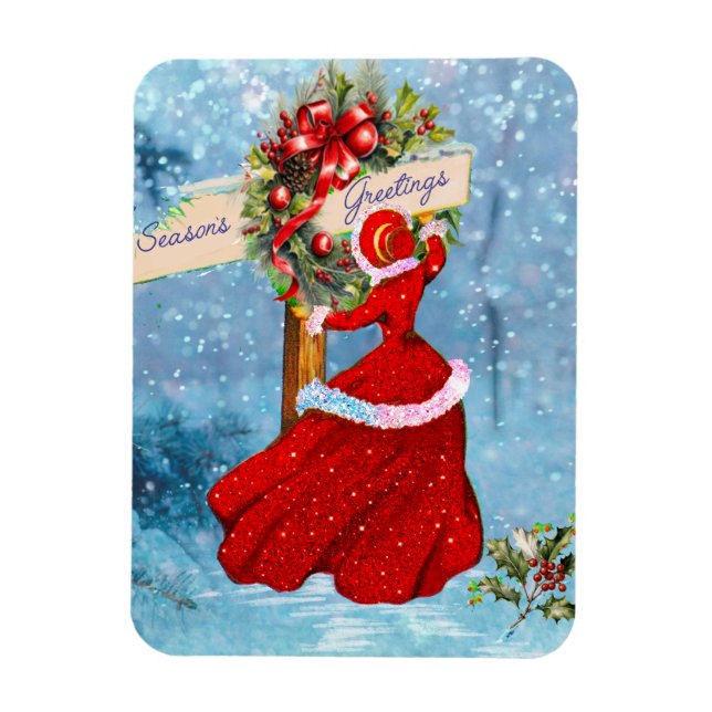 Vintage God glitter Magnet (Vertikal)