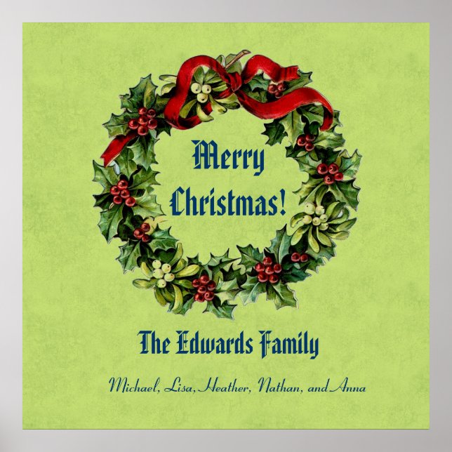 Vintage God God jul Grönt 04 Poster (Framsidan)