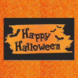 Vintage God Halloween Orange & Svart Rektangulärt Klistermärke