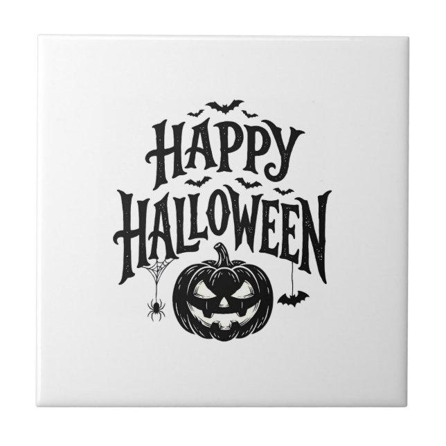 Vintage God Halloween Pumpa Fladdermus Tröja Desig Kakelplatta (Framsidan)